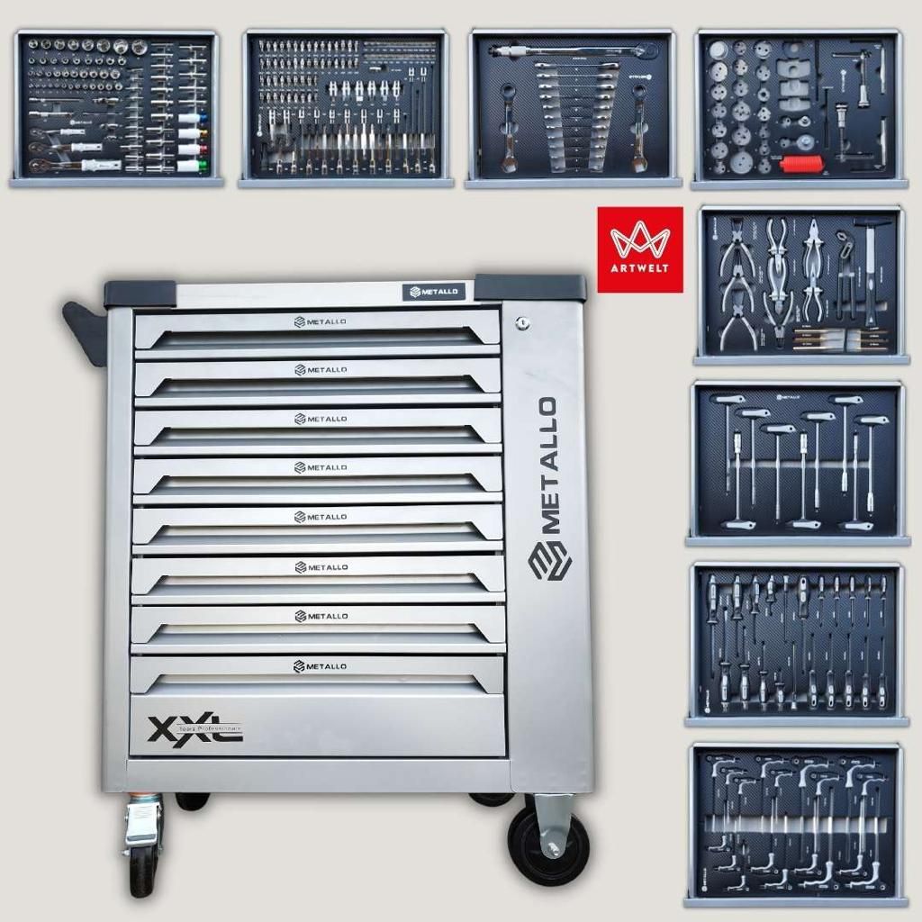 XXL Werkzeugwagen Werkstattwagen gefüllt mit volle 8/8 Schublade