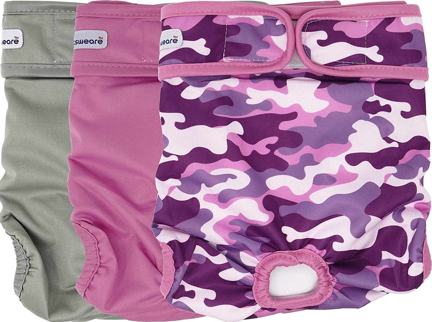 Petsweare Wasserdicht Saugfähigkeit Waschbare Robuste Wiederverwendbare Hundewindeln Läufigkeitshose Inkontinenzunterlage für Weiblichen Welpe und Hündinnen 3 Pack (XXLarge, Rosa)