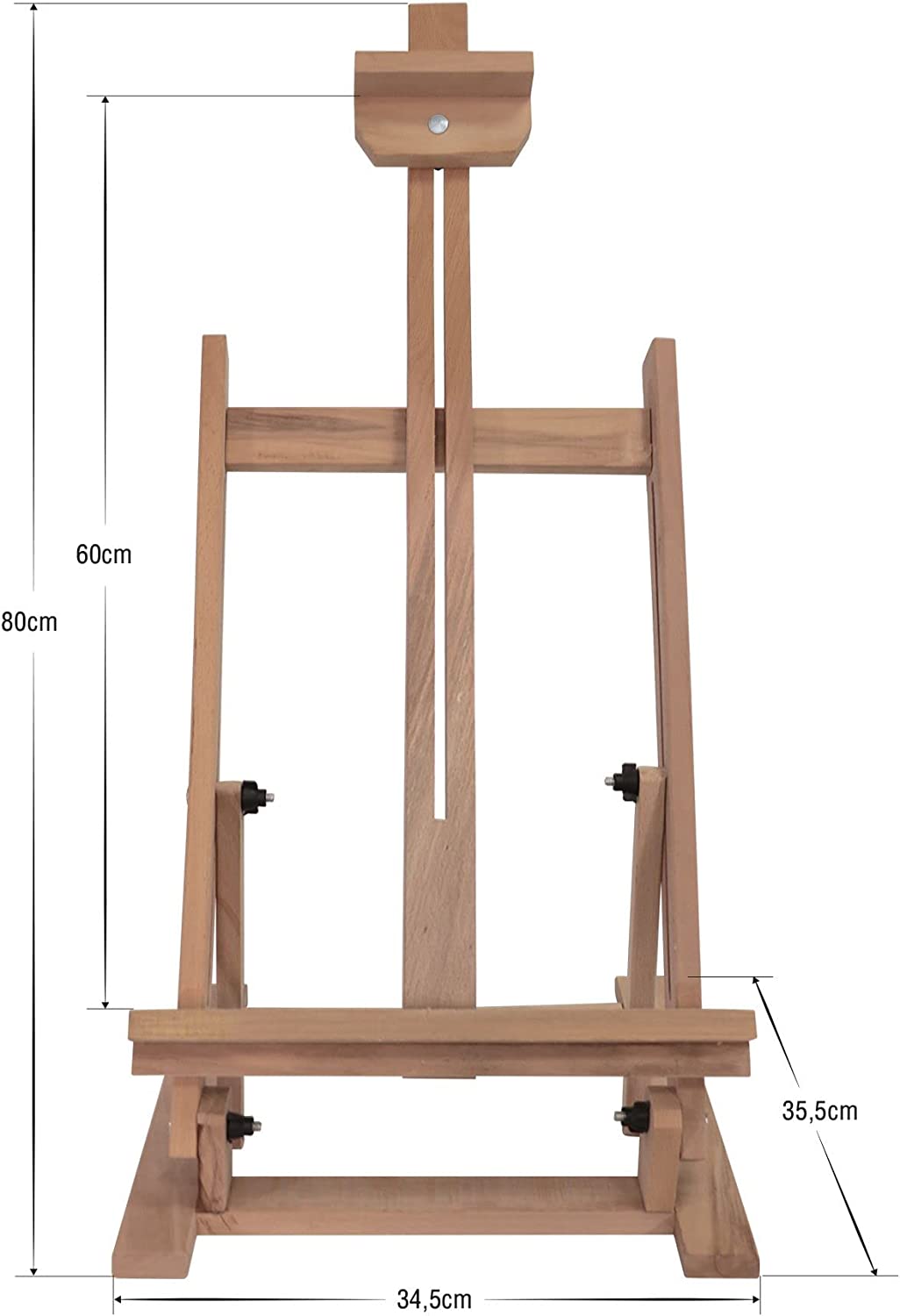 Artwelt Tischstaffelei Holz Groß 80 cm aus Tannenholz Medium Kompakte Display Staffelei Deko-Ständer und Bildhalter für Leinwänden und Keilrahmen bis 60 cm Höhe