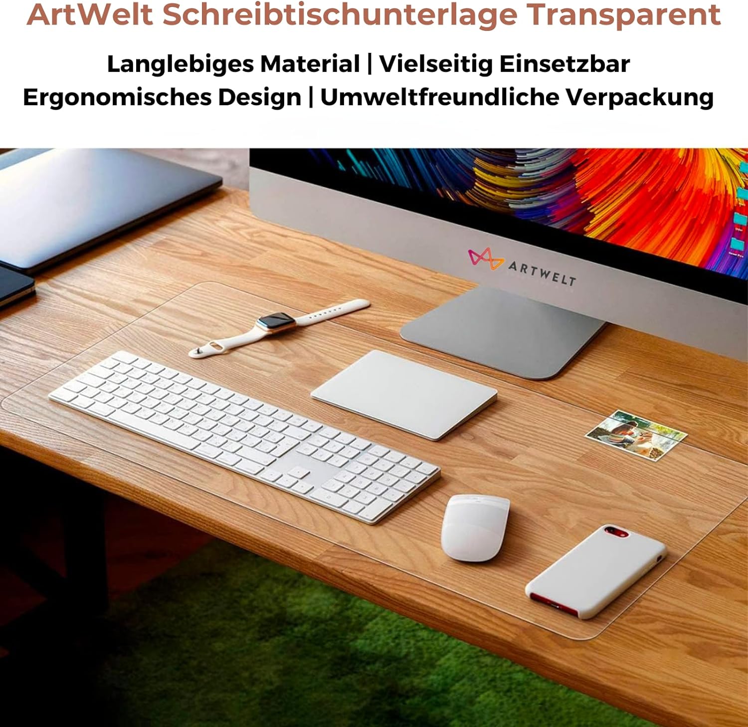 ArtWelt Schreibtischunterlage Transparent Bastelunterlage Schreibtischmatte Rutschfester Schreibtischschutz Antistatische Schreibunterlage Tischschutz für Kinder Büro und Zuhause