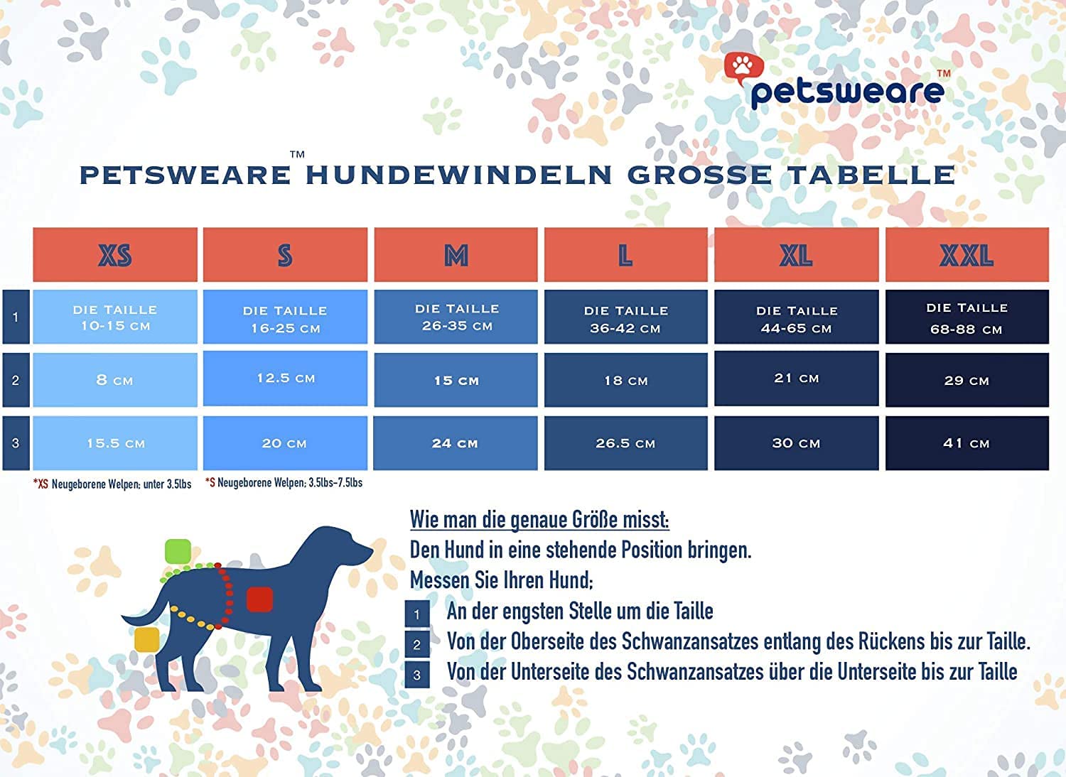 Petsweare wasserdicht saugfähig waschbare robuste wiederverwendbare Hundewindeln Läufigkeitshose Inkontinenzunterlage für weibliche Welpe und Hündinnen 3er Pack (Large, Rot)