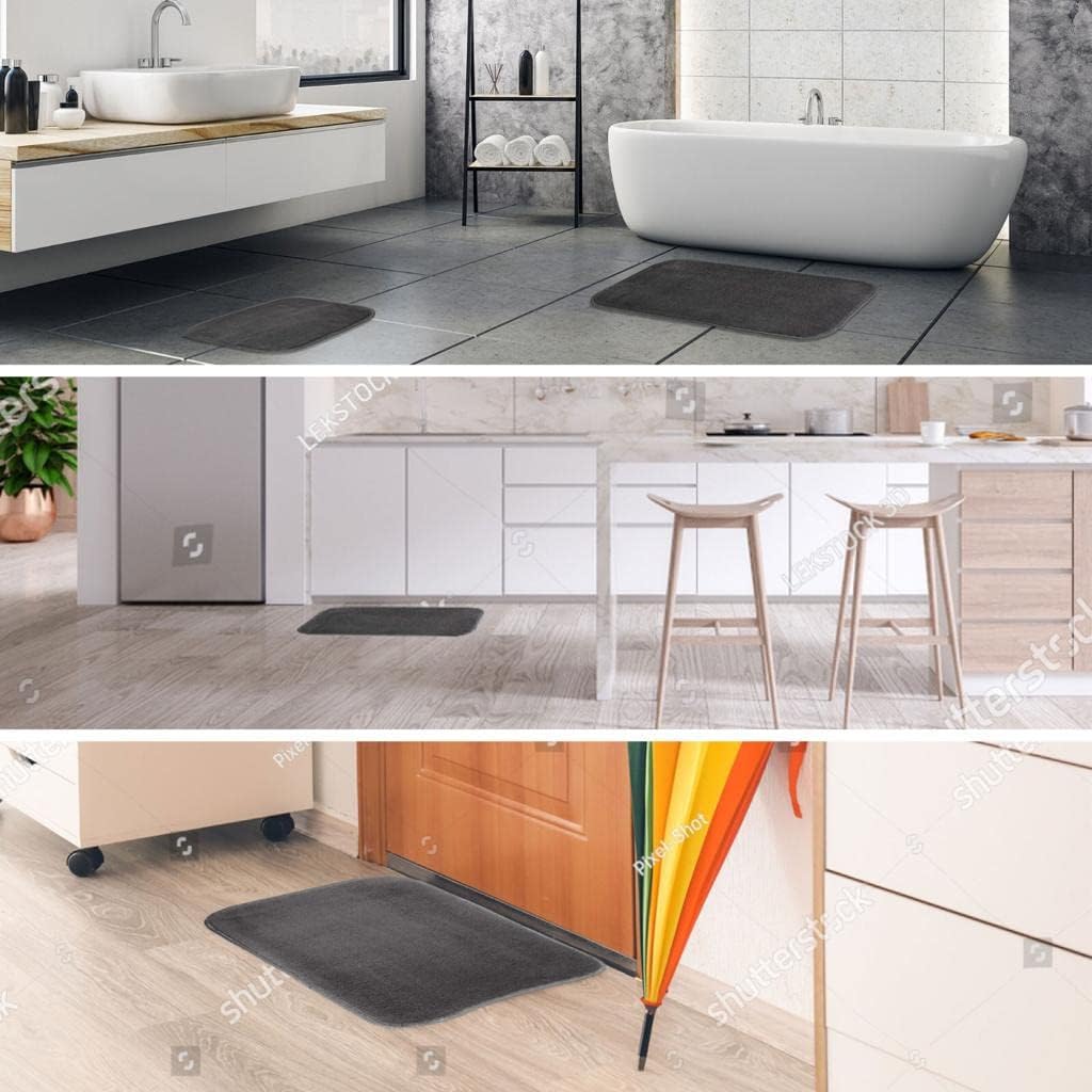Artwelt Badezimmerteppich Set 2 teilig rutschfest Badematte Badevorleger Duschvorleger Absorbierende Badteppich für Badezimmer 50x80 & 40x50 Anthrazit