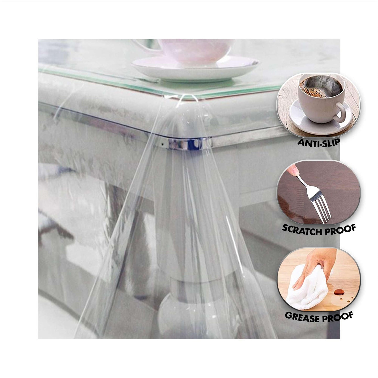 Artwelt Tischdecke Transparent Tischfolie 0.22mm Ideal für Geburtstagsfeiern Karneval Babypartys Glasklar Tischschutz Wasserdicht Abwaschbar Wunschmaß Fettdicht Tischschutzfolie (110cm X 140cm)
