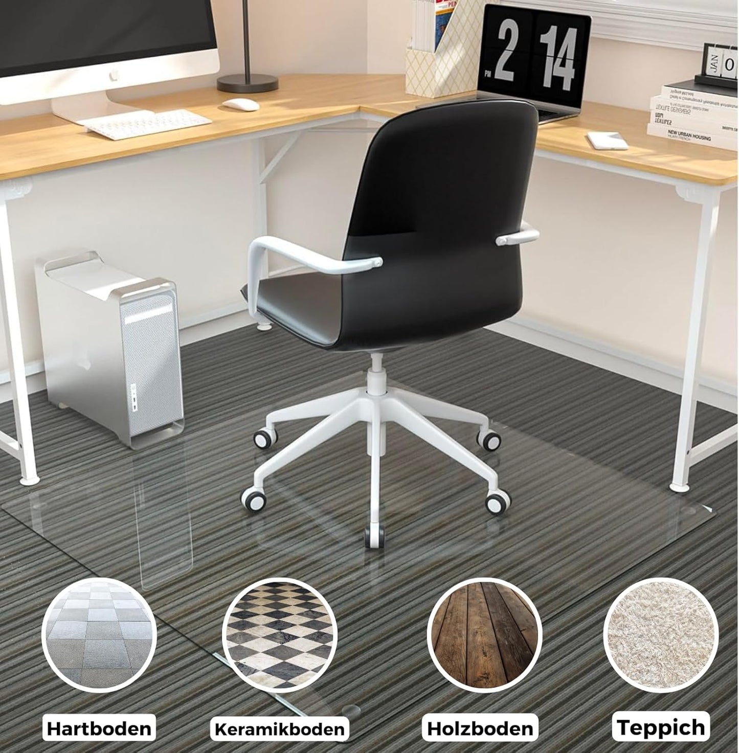 Artwelt Bodenschutzmatte Bürostuhl Transparent 1.5mm Schreibtischstuhl Unterlage Bodenmatte Bürostuhlunterlage Stuhlunterlage Stuhlmatte (120cm X 90cm)