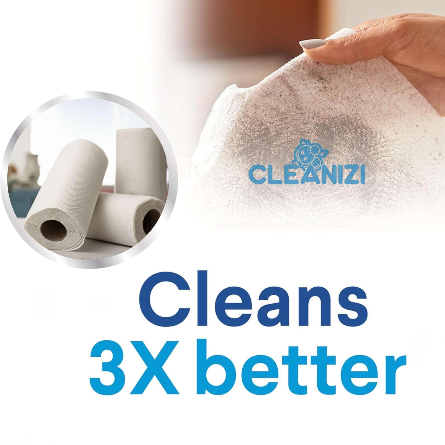 Cleanizi Reinigungstücher Extra dickes und Extra Großes Feuchttücher Oberflächenreinigung Set für Fußboden Küche Badezimmer – nicht Abfärbender Spülfreier Formel – Mit Bleichmittel 6 Packungen
