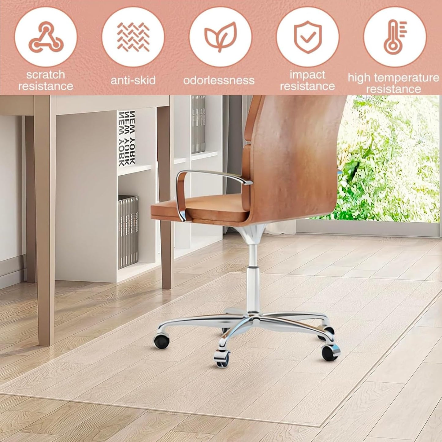 Artwelt Bodenschutzmatte Bürostuhl Transparent 1.5mm Schreibtischstuhl Unterlage Bodenmatte Bürostuhlunterlage Stuhlunterlage Stuhlmatte (120cm X 90cm)