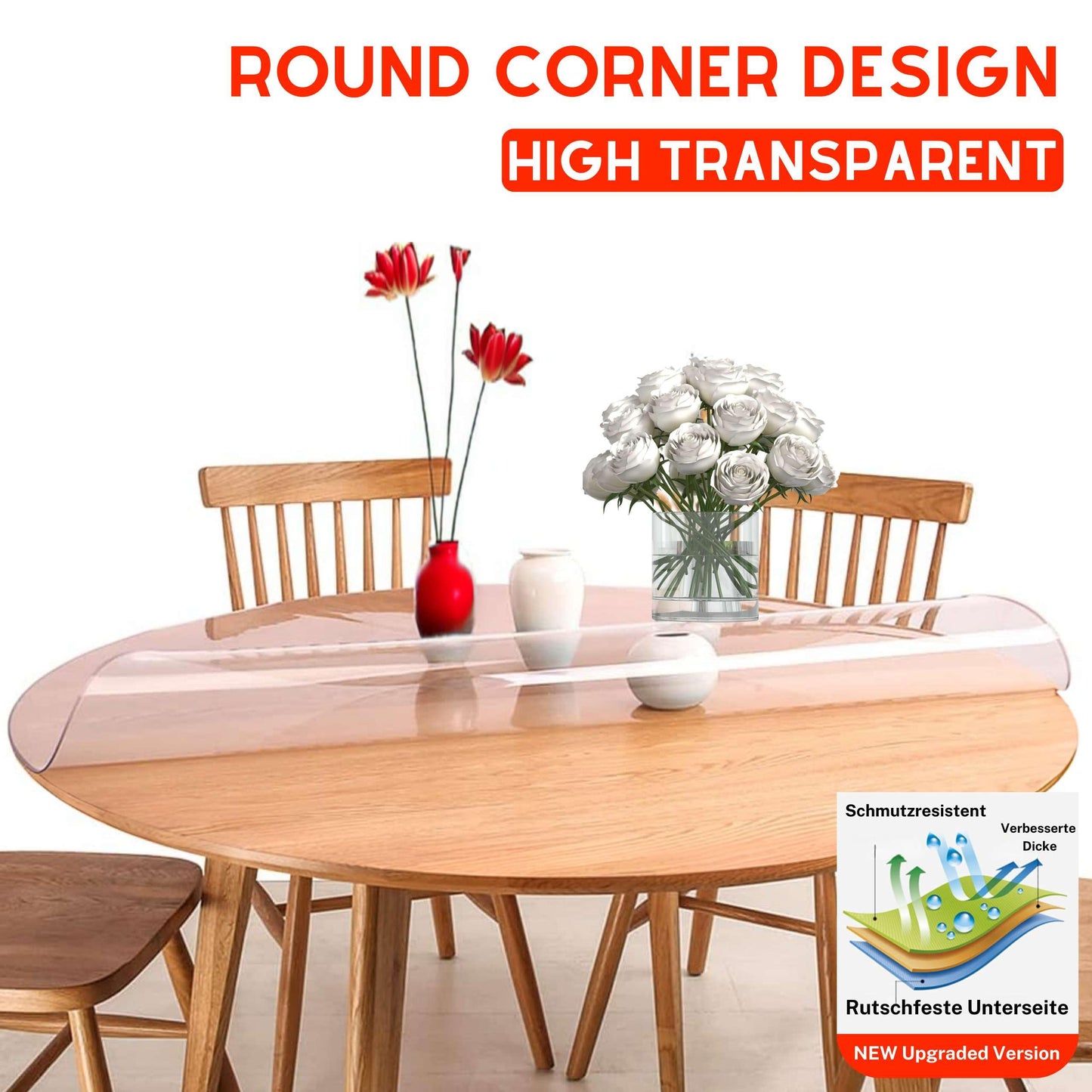 Artwelt Tischdecke Transparent Rund 2.0mm Tischfolie Glasklar Folie Tischschutz Wasserdicht Abwaschbar Wunschmaß Tischschutzfolie für Runde Tische Durchmesser 40cm