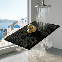 Artwelt Badematte rutschfest Midnight Black 50x80 cm – Weicher Chenille Badezimmerteppich, schnelltrocknend | Badteppich waschbar | Duschmatte, Badvorleger & Duschvorleger