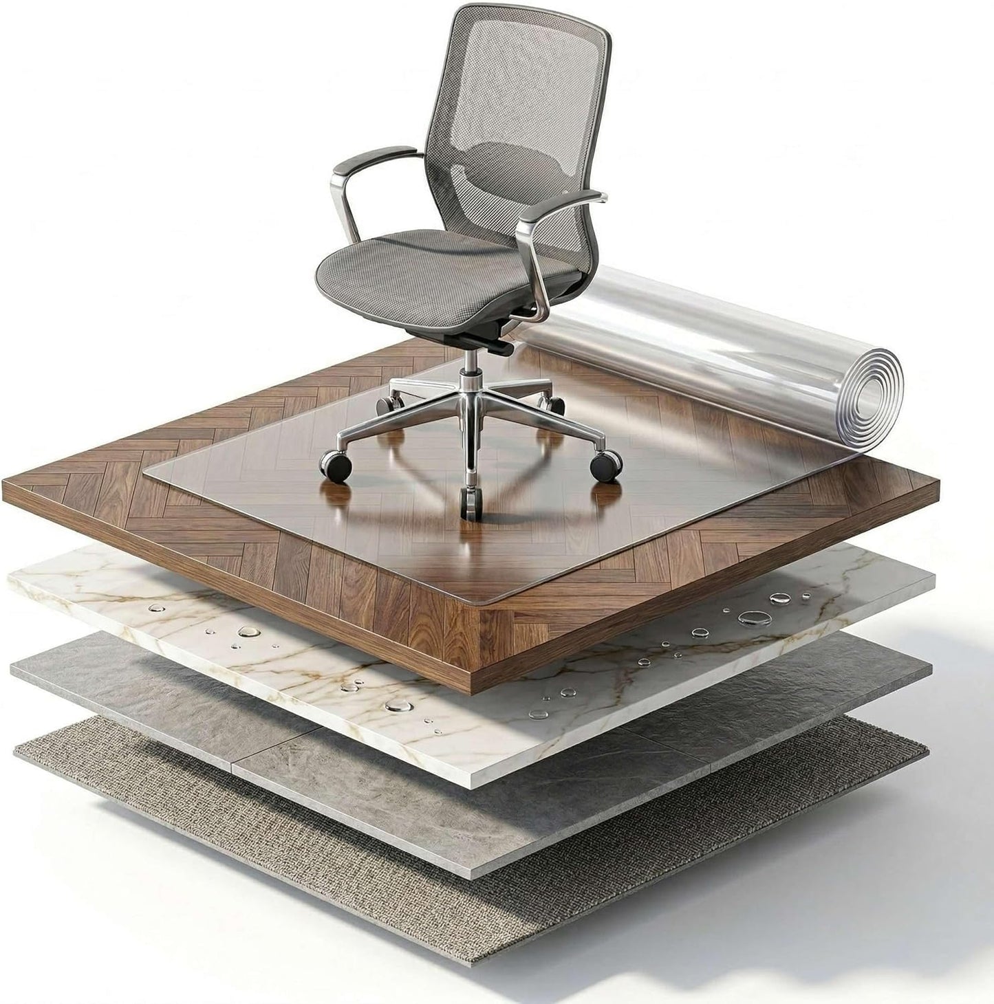 Artwelt Bodenschutzmatte Bürostuhl Transparent Schreibtischstuhl Unterlage Bodenmatte Bürostuhlunterlage Stuhlunterlage Stuhlmatte (40cm X 60cm)