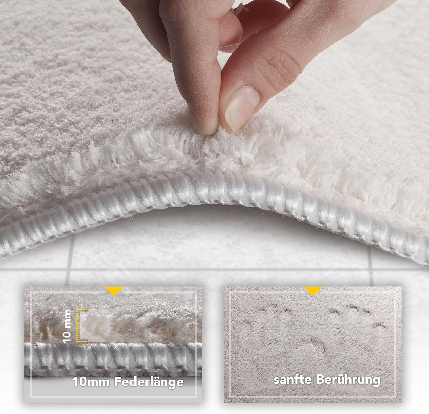 Artwelt Badezimmerteppich Set 2 teilig rutschfest Badematte Badevorleger Duschvorleger Absorbierende Badteppich für Badezimmer 50x80 & 40x50 Creme