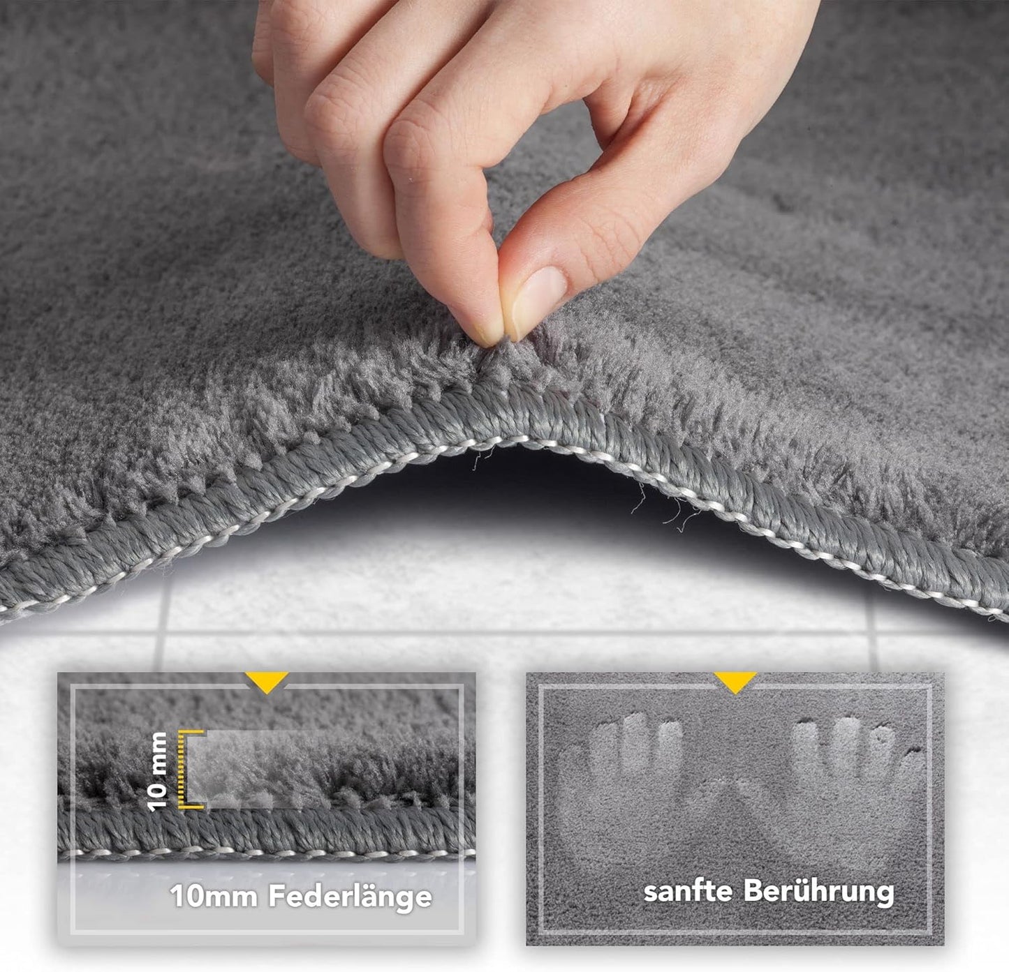 Artwelt Badezimmerteppich Set 2 teilig rutschfest Badematte Badevorleger Duschvorleger Absorbierende Badteppich für Badezimmer 50x80 & 40x50 Anthrazit