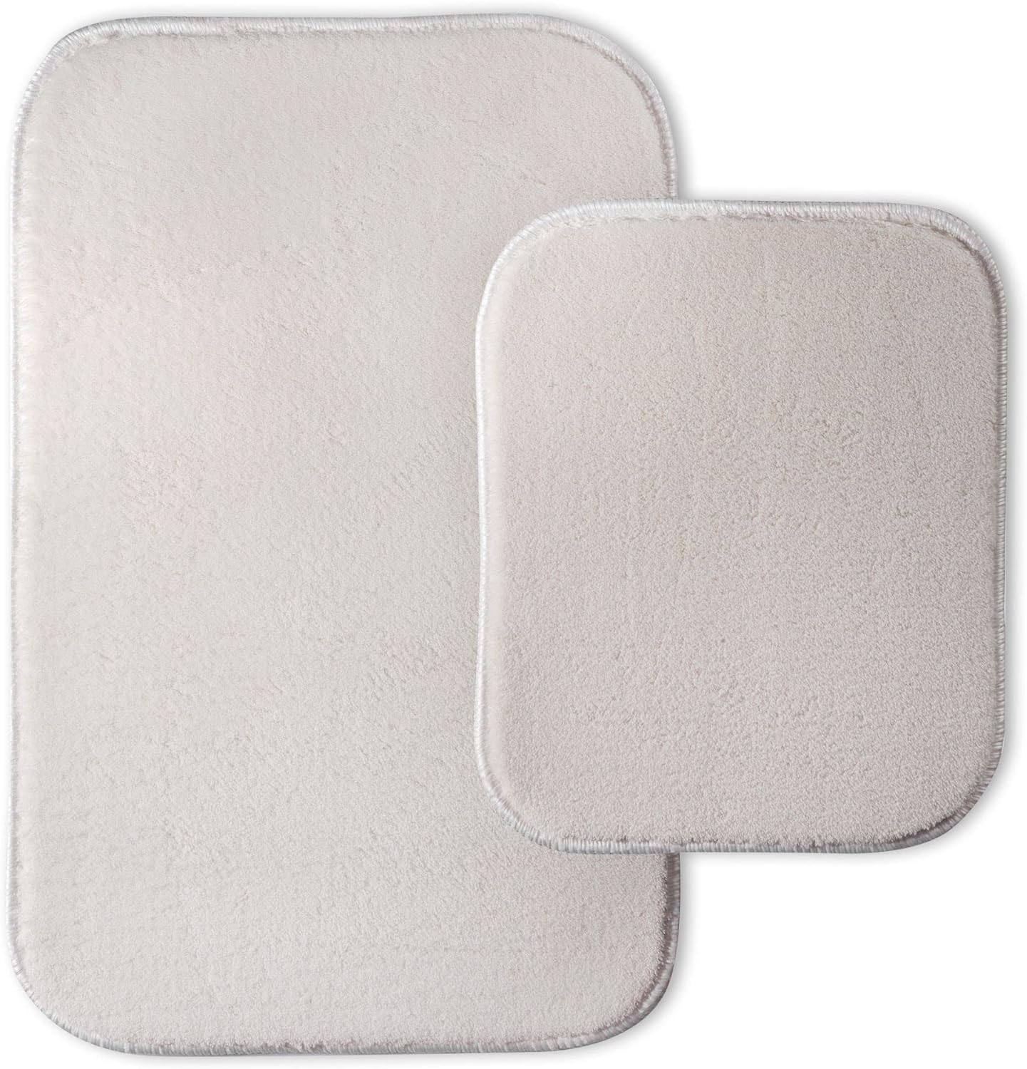 Artwelt Badezimmerteppich Set 2 teilig rutschfest Badematte Badevorleger Duschvorleger Absorbierende Badteppich für Badezimmer 50x80 & 40x50 Creme