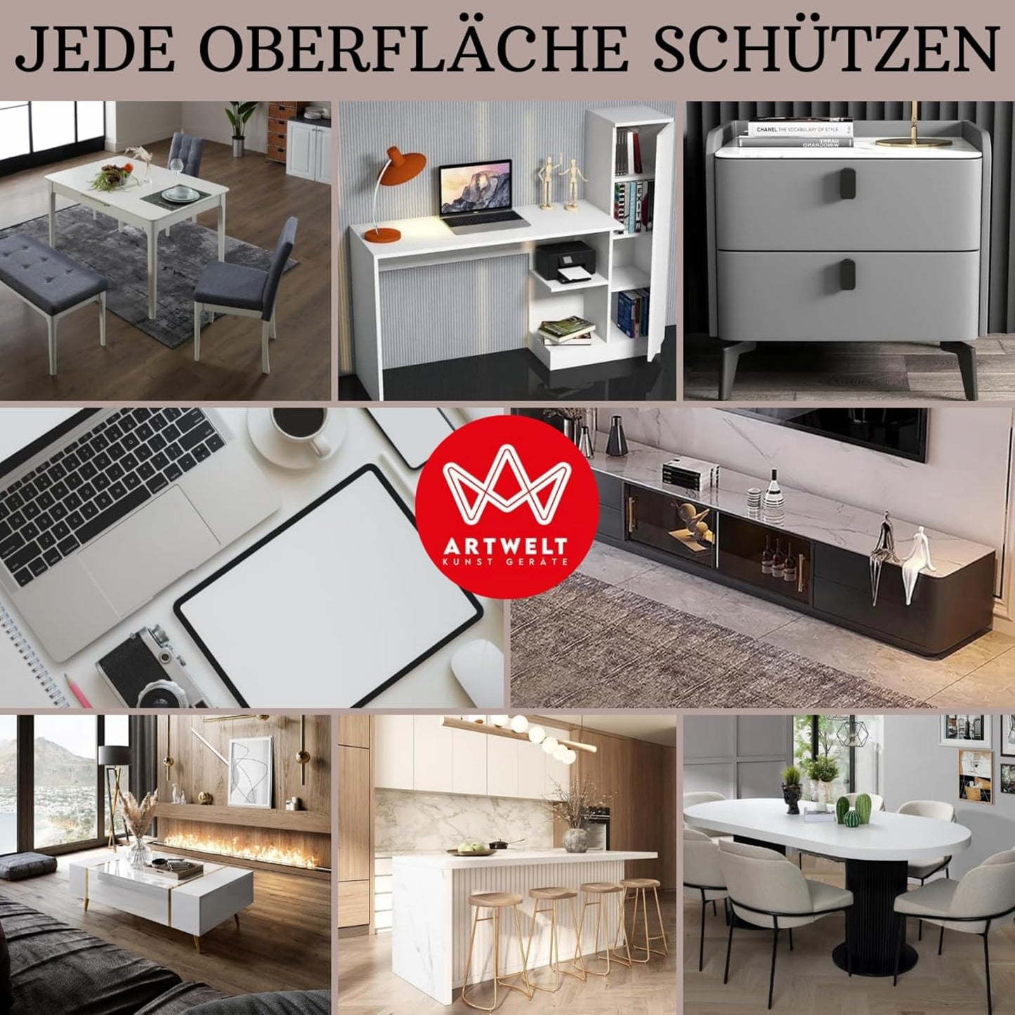 Artwelt Tischdecke Transparent Tischfolie Glasklar Weiche Folie 2.2 mm Kratzfest Wasserdicht Abwaschbar Tischschutz Folie Wunschmaß Tischschutzfolie |Premium Qualität Made in Germany| (100cm X 70cm)