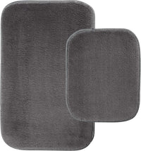 Artwelt Badezimmerteppich Set 2 teilig rutschfest Badematte Badevorleger Duschvorleger Absorbierende Badteppich für Badezimmer 50x80 & 40x50 Anthrazit