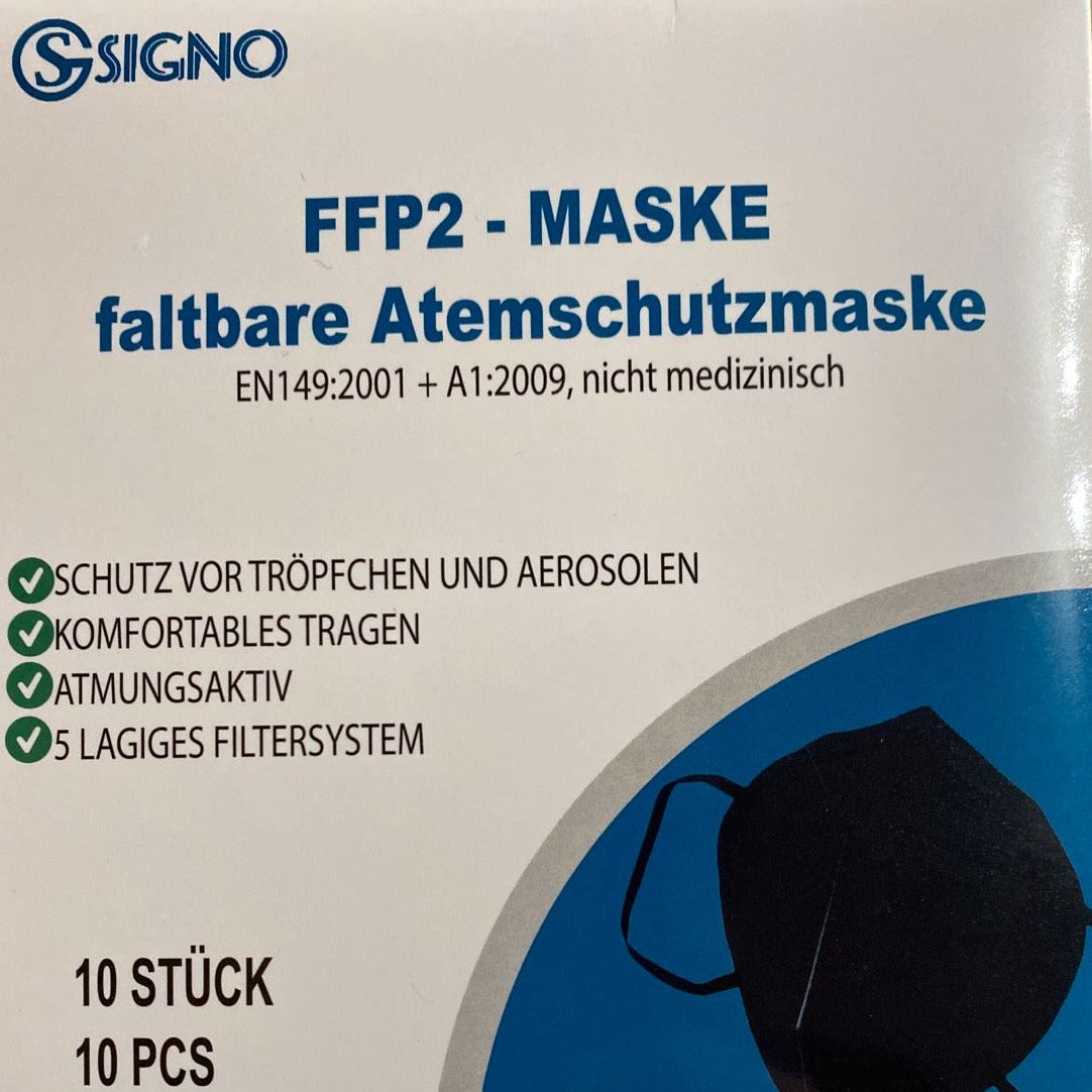 FFP2 Maske schwarz Atemschutz Mundschutz Schutzmaske 20 Stck